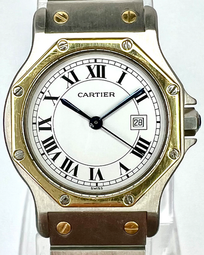 Cartier Santos Octagon De Cartier 31MM White Dial Two-Tone Bracelet (2966)