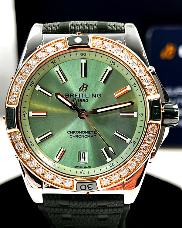 2022 Breitling Super Chronomat 38MM Green Dial Rubber Strap (U17356531L1S1)