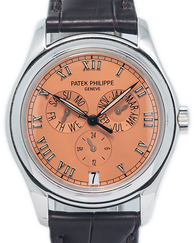 2004 Patek Philippe Annual Calendar 37MM Rose Dial Leather Strap (5035)