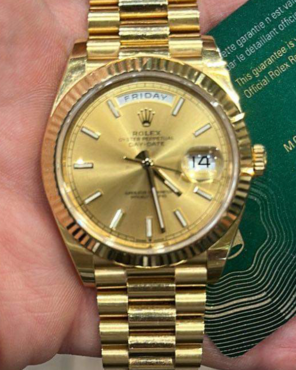 2020 Rolex Day-Date 40 Yellow Gold President Bracelet (228238)