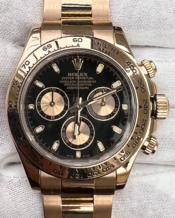 2015 Rolex Cosmograph Daytona 40MM Everose Gold Black Dial (116505)