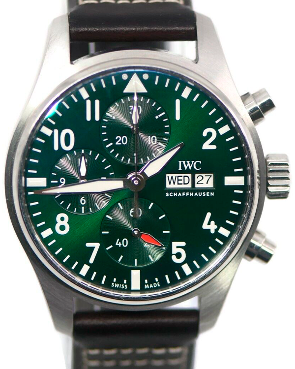 2021 IWC Pilot Chronograph 41MM Green Dial Leather Strap (IW388103)