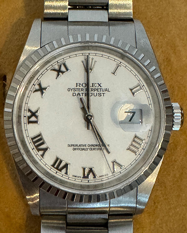 1999 (A Serial) Rolex Datejust 36MM White Dial Oyster Bracelet (16220)