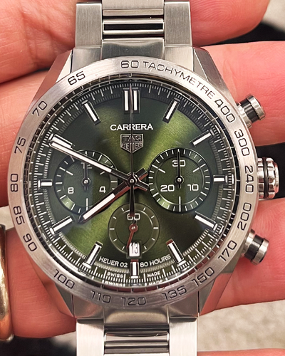 Tag Heuer Carrera 44MM Green Dial Steel Bracelet (CBN2A10.BA0643)