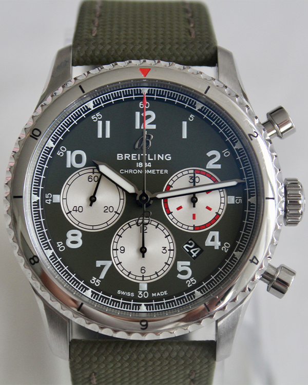 Breitling Aviator 8 B01 "Curtiss Warhawk" 43MM Green Dial Textile Strap (AB01192A1L1X2)