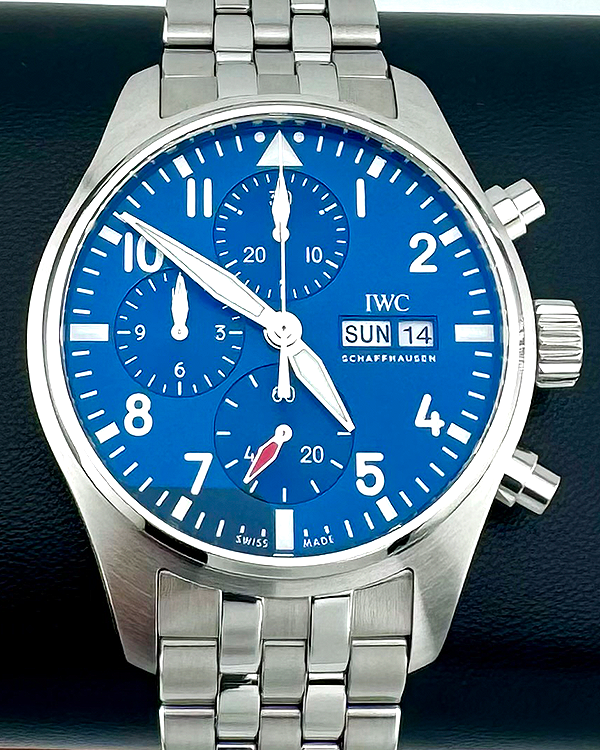 No Reserve - 2022 IWC Schaffhausen Pilot Chronograph 41MM Blue Dial Steel Bracelet (IW388102)