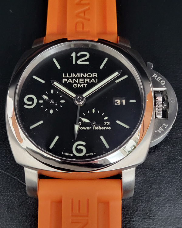 Panerai Luminor 1950 3 Days GMT Power Reserve 44MM Black Dial Rubber Strap (PAM00321)