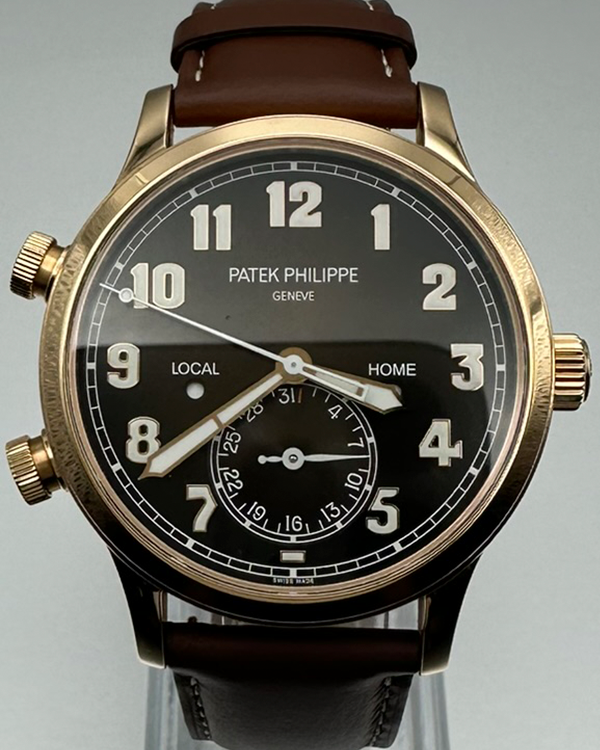 2021 Patek Philippe Calatrava Pilot Travel Time 42MM Brown Dial Leather Strap (5524R-001)