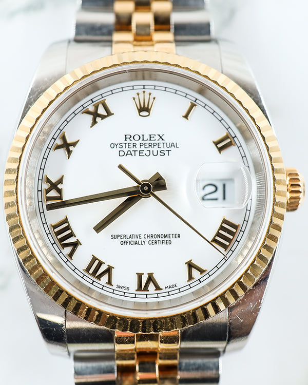 Rolex Datejust 36MM White Dial Two-Tone Jubilee Bracelet (116233)