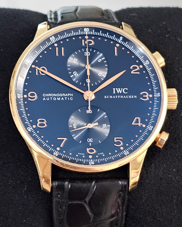 IWC Schaffhausen IWC Portuguese Chronograph 41MM Black Dial Leather Strap (IW371415)