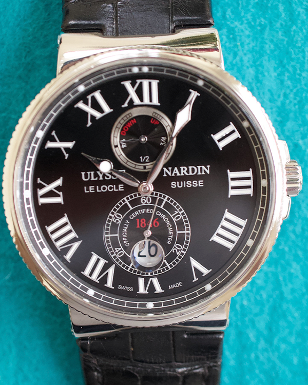 Ulysse Nardin Marine Chronometer 43MM Black Dial Leather Strap (263-67)