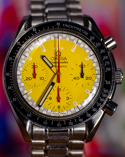 Omega Speedmaster "Michael Schumacher" 39MM Yellow Dial Steel Bracelet (3510.12.00)