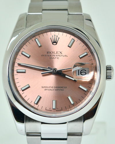 2010 Rolex Oyster Perpetual Date 34MM Pink Dial Steel Bracelet (115200)