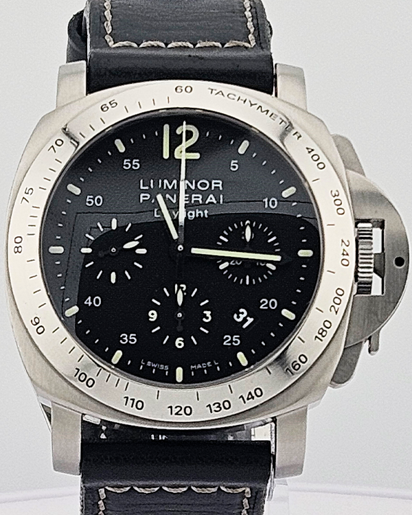 Panerai Luminor Chrono Daylight 44mm Black Dial Leather Strap (PAM00236)