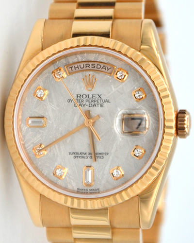 2004 Rolex Day-Date 36MM Meteorite Dial Rose Gold President Bracelet (118235)