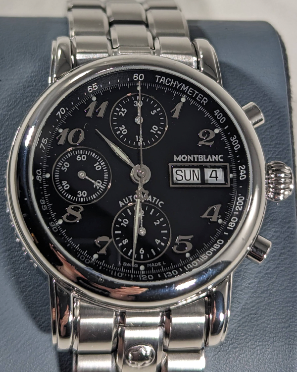 Montblanc Star XL Chronograph Automatic 38MM Black Dial Steel Bracelet (18966)