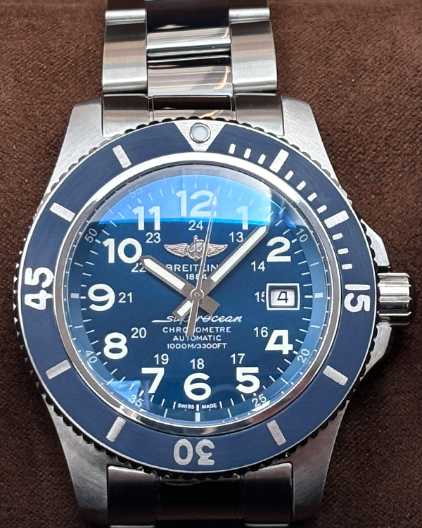 No Reserve - Breitling Superocean 44MM Blue Dial Steel Bracelet (A17392D8/C910)