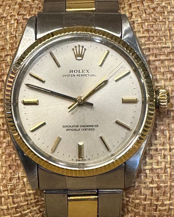 1946 Rolex Oyster Perpetual Vintage 34MM Silver Dial Two-Tone Oyster Bracelet (6565)