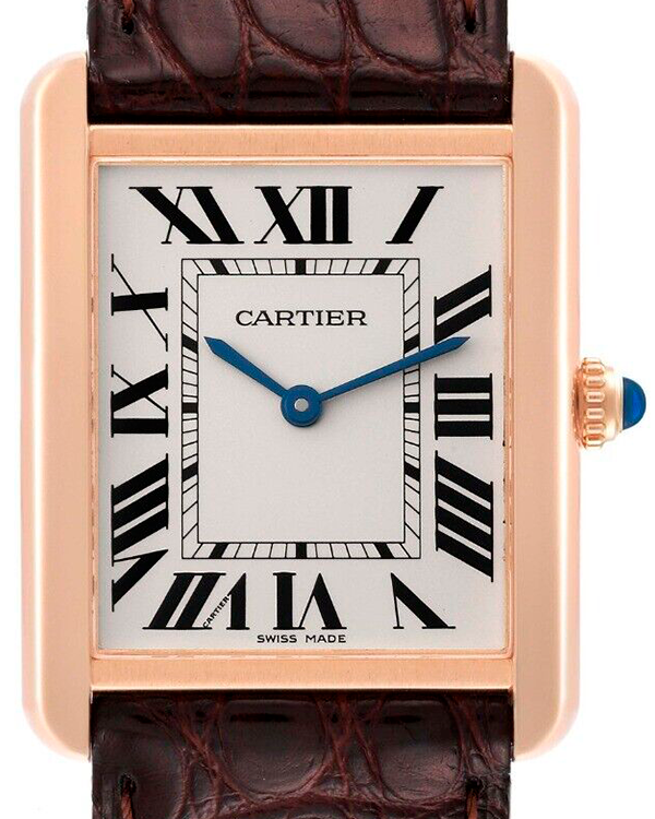 Cartier Tank Solo 27X34MM Quartz Silver Dial Leather Strap (W5200025)