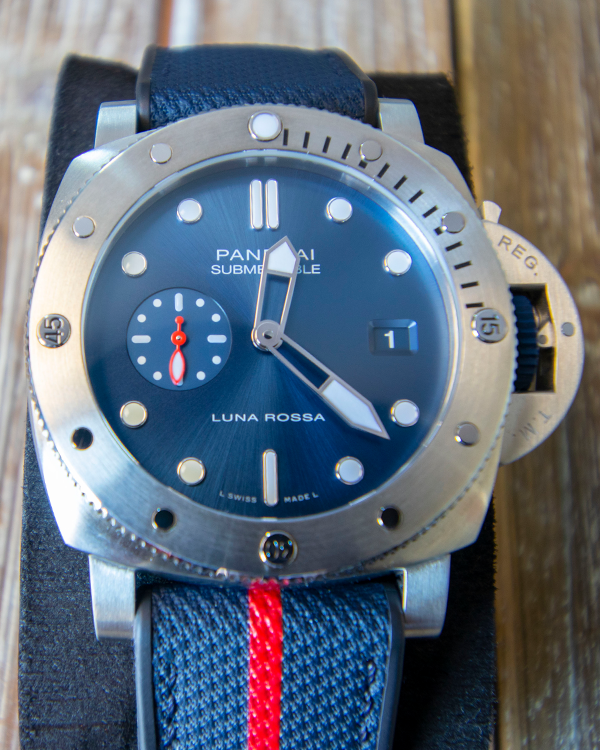 2023 Panerai Submersible Quarantaquattro Luna Rossa 44MM Blue Dial Textile Strap (PAM01391)