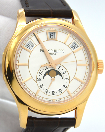 Patek Philippe Annual Calendar 40MM White Dial Leather Strap (5205R-001)