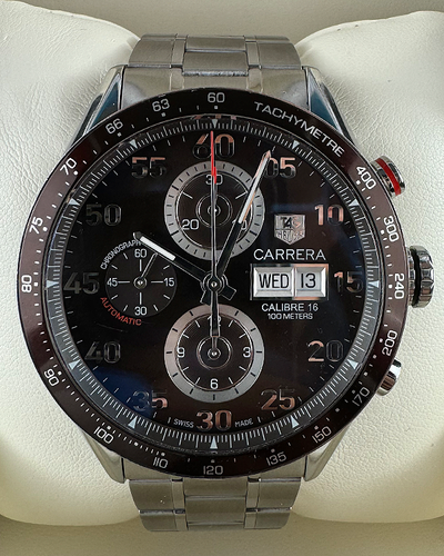 No Reserve - Tag Heuer Carrera Calibre 16 43MM Brown Dial Steel Bracelet (CV2A12)