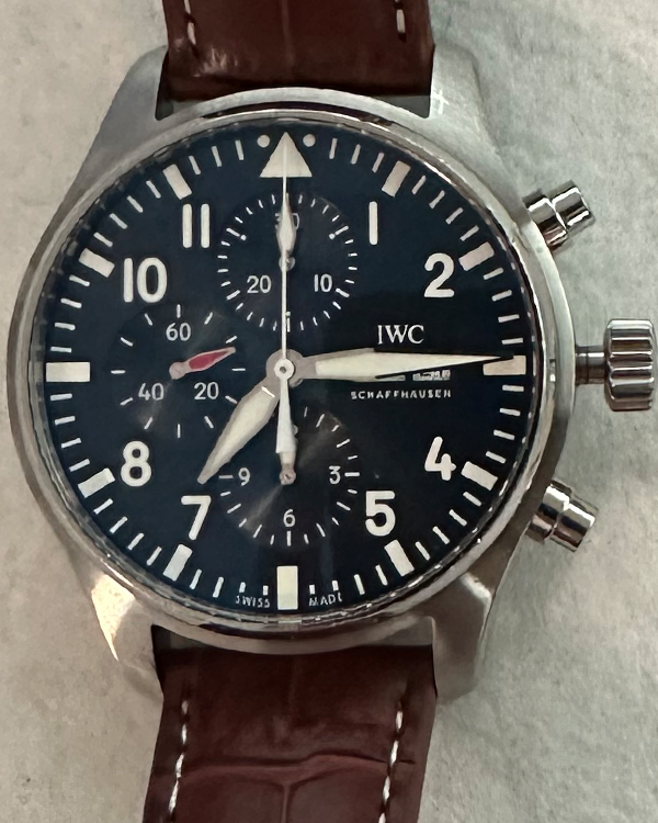 2019 IWC Schaffhausen Pilot Chronograph "Le Petit Prince" 43MM Blue Dial Aftermarket Leather Strap (IW377714)