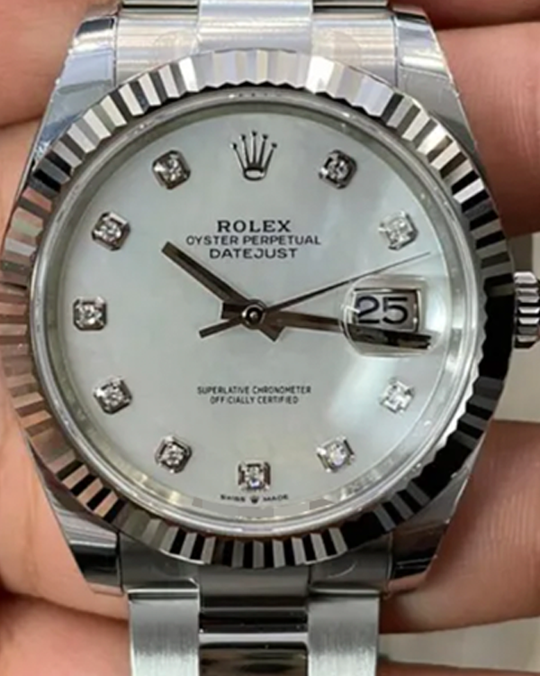 2023 Rolex Datejust 41 Oystersteel Factory Diamonds Mother of Pearl (126334)