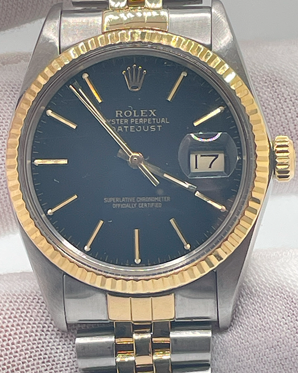 1985 (9.1 Mill Serial) Rolex Datejust 36MM Black Dial Two-Tone Jubilee Bracelet (16013)