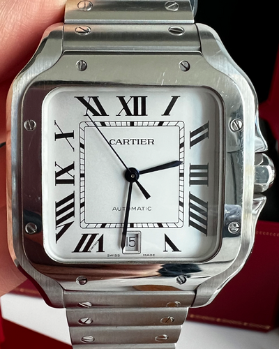 Cartier Santos de Cartier 39.8MM Silver Dial Steel Bracelet (WSSA0018)