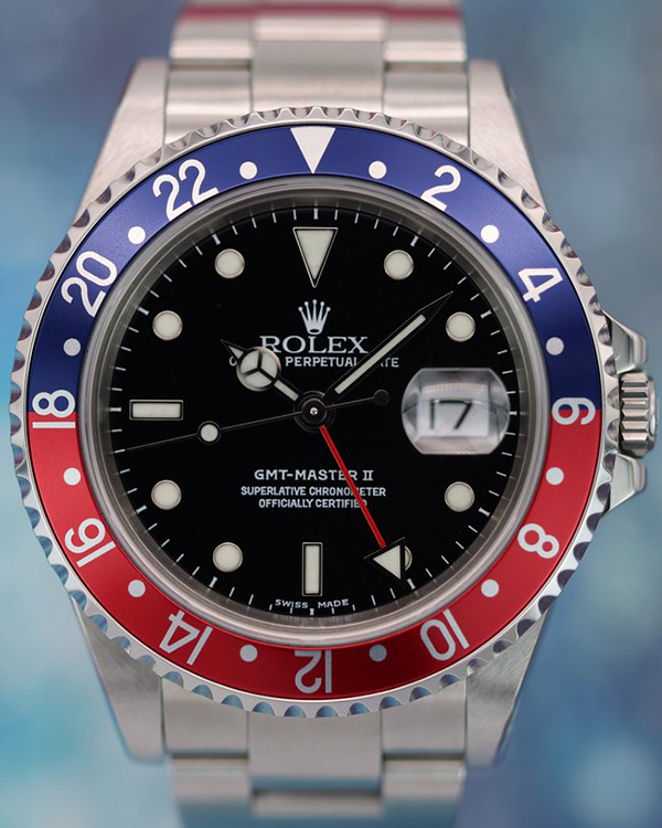 2002 (K Serial) Rolex GMT-Master II "Pepsi" 40MM Black Dial Oyster Bracelet (16710)