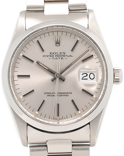 Rolex Oyster Perpetual Date Vintage 34MM Silver Dial Steel Bracelet (15000)