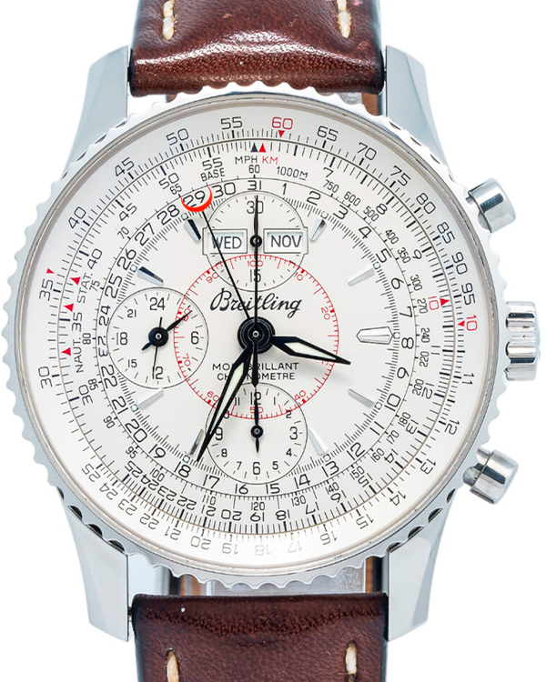 Breitling Montbrillant Datora 43MM White Dial Leather Strap (A21330)