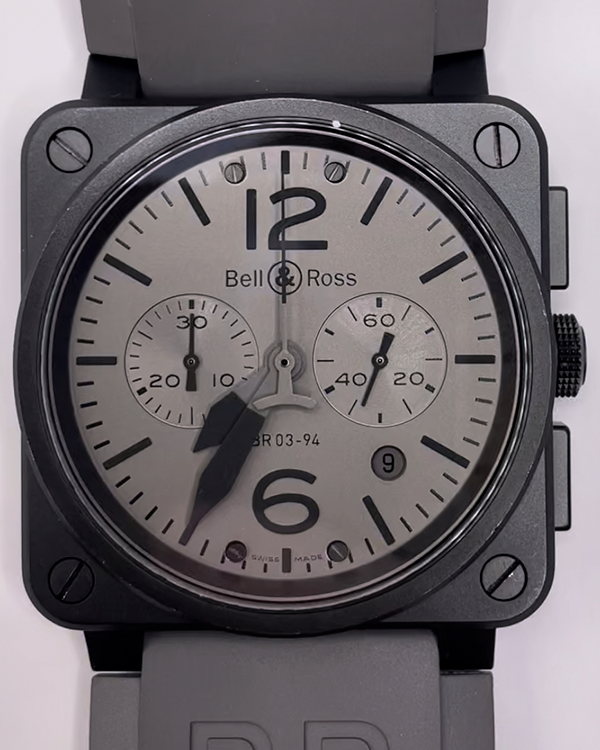 Bell & Ross BR 03-94 Commando 42MM Grey Dial Rubber Strap (BR0394S)