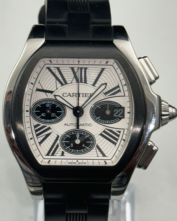 Cartier Roadster 44MM Silver Dial Rubber Strap (3405)