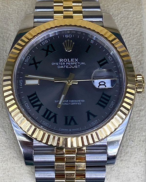 2021 Rolex Datejust 41MM "Wimbledon" Jubilee Bracelet Two-Tone Slate Dial (126333)