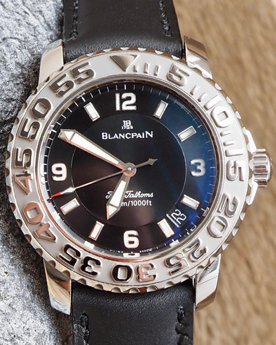 Blancpain Fifty Fathoms 40MM Black Dial Leather Strap (2200-1130-71)