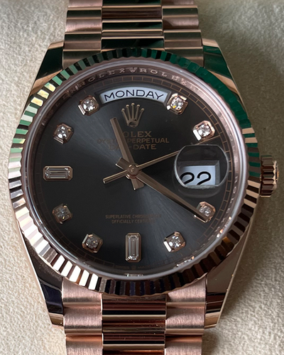 2022 Rolex Day-Date 36MM Brown Dial Everose Gold President Bracelet (128235)