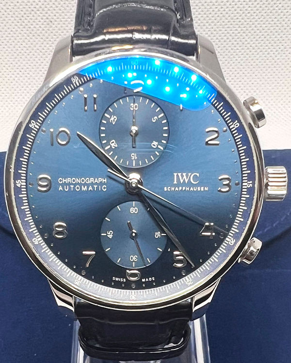 IWC Schaffhausen Portugieser Chronograph 41MM Blue Dial Leather Strap (IW3716-06)