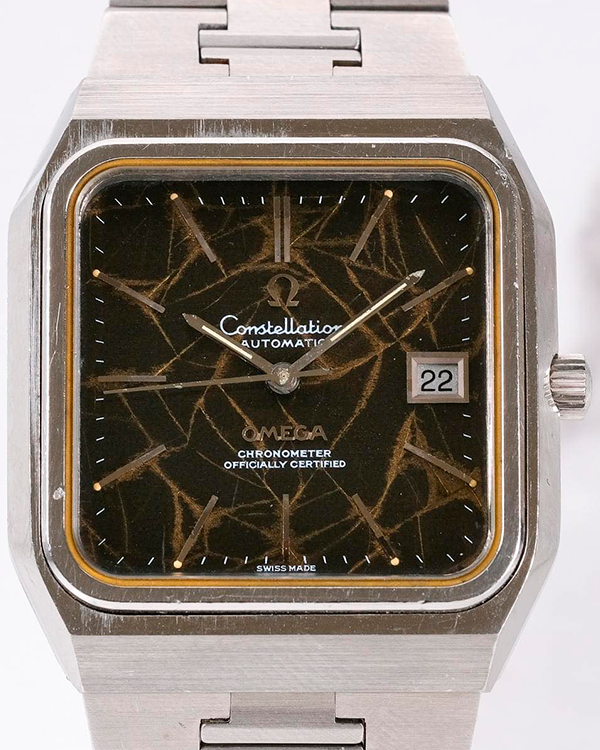 1975 Omega Constellation Vintage 37x42MM Black Spider Dial Steel Bracelet (168.0062)