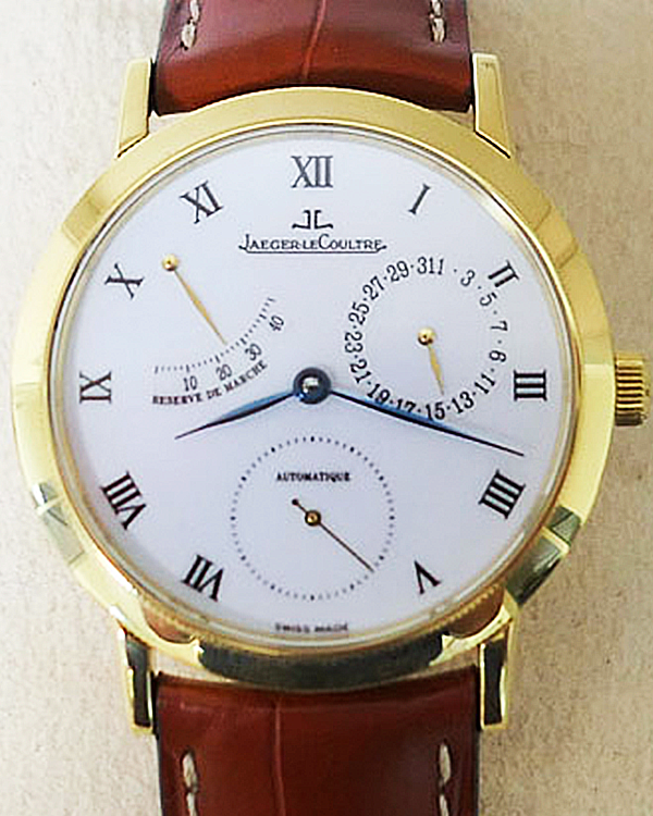 Jaeger-LeCoultre Gentilhomme “Réserve de Marche” Vintage 36MM White Dial Leather Strap (155.1.93)