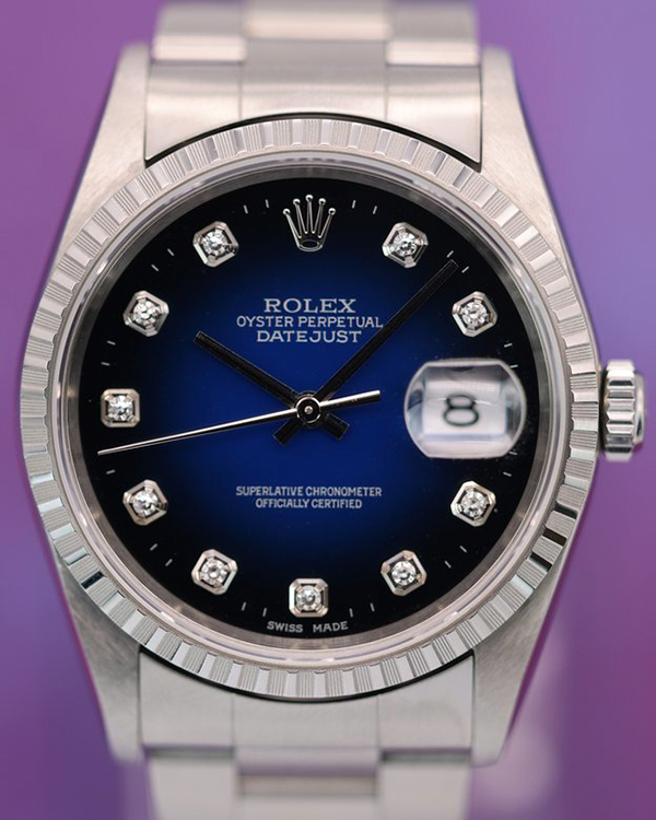 Rolex Datejust 36MM Blue Vignette Dial Oyster Bracelet (16220)