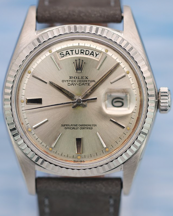 Rolex Day-Date 36MM Silver Dial Leather Strap (1803)