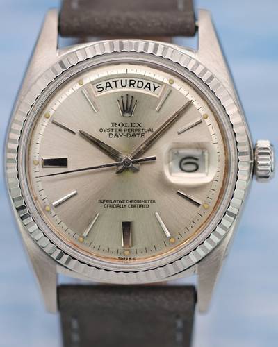 Rolex Day-Date 36MM Silver Dial Leather Strap (1803)