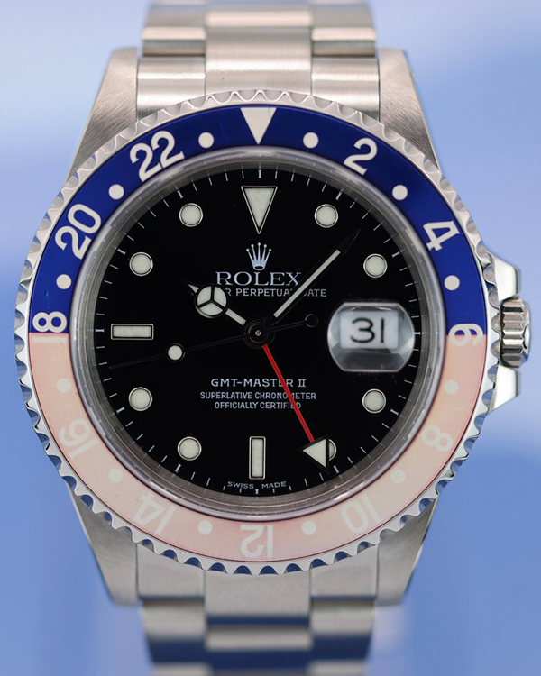 Rolex GMT-Master II "Faded Pepsi" 40MM Black Dial Oyster Bracelet (16710)