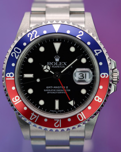 2005 Rolex GMT-Master II "Pepsi" 40MM Black Dial Oyster Bracelet (16710)