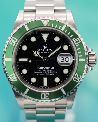 2008 (M Serial) Rolex Submariner Date "Kermit" 40MM Black Dial Oyster Bracelet (16610LV)