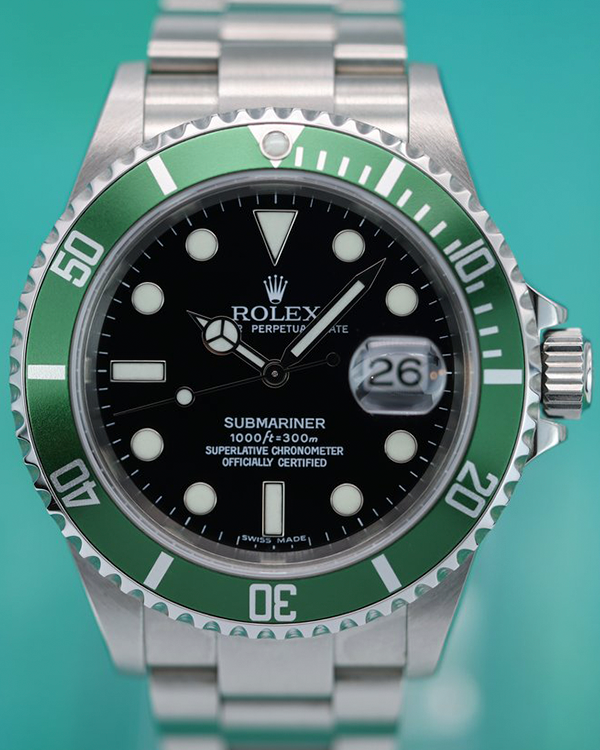 2006 (Z Serial) Rolex Submariner Date "Kermit" 40MM Black Dial Steel Bracelet (16610LV)