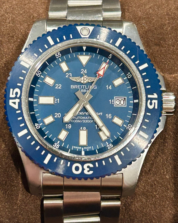 No Reserve - 2018 Breitling Superocean Special Edition 44MM Blue Dial Steel Bracelet (Y1739316/C959)