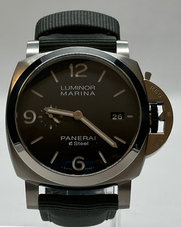 Panerai Luminor Marina "Grigio Roccia" Grey Dial Textile Strap (PAM01358)